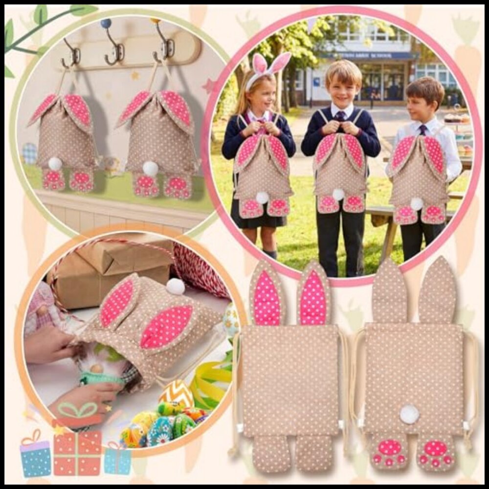 Canvas Bunny Backpack Drawstring Bag Reusable Eas… - image 4